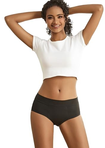 Goat Union Midi Period Underwear for Women Teens, Menstrual Period Panty, Organic Cotton Lining, Full Coverage & Heavy Flow, Pack of 1, Black, Large