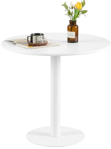 buybyroom Mesa de Comedor Redonda Plegable, Mesa de Café, Mesa de Bistró Minimalista para Cocina, Comedor, Salón, Pub, Blanca