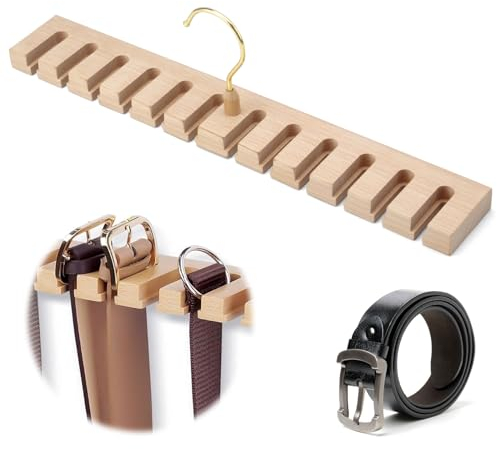 Gürtelaufhänger für Schrank, Holzgürtel-Aufhänger, krawattenhalter, 12 Schlitze, 360 Grad Drehbar Gürtelhalter, Gürtelhalter aus Holz, Kleiderschrank platzsparend, Krawattenhalter, Schals