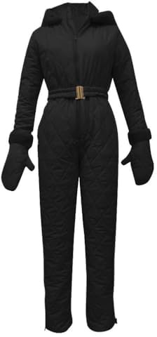 Schneeanzug für Damen, Winter, warmer Skianzug, einteiliger Softshell-Mantel mit Kapuze + Sporthose, winddichter Spielanzug, wasserdichter Overall für Outdoor, Snowboard, Skifahren