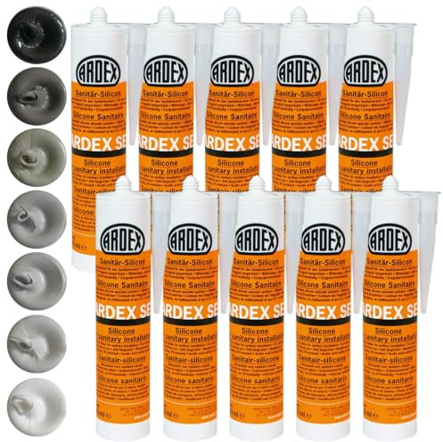 Ardex SE Sanitärsilikon für wasserdichtes verfugen speziell im Bad, WC und Dusche mit Anti-Schimmel (Anthrazit, 310 ml)