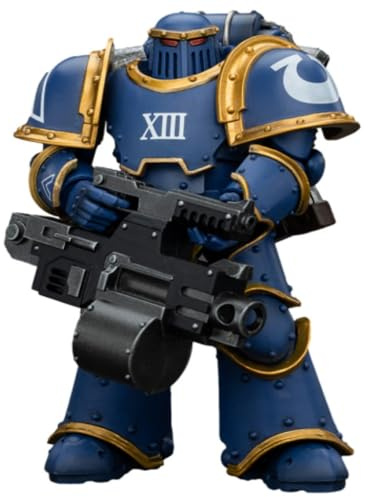 JoyToy Warhammer Horus Heresy Ultramarines Legion MKIII Tactical Support Squad Legionary with Heavy Bolter 11.9 cm 1/18 Scale Collectible Action Figure with Exquisite Design Gifts for Fans &