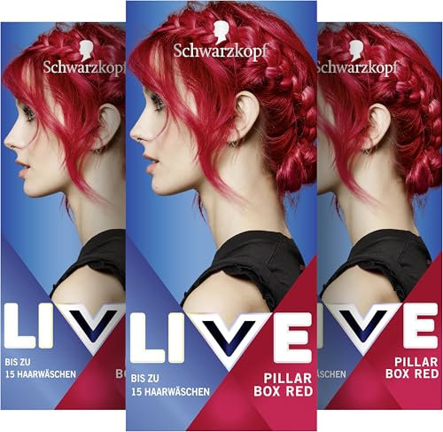 Schwarzkopf LIVE Ultra Brights Semi-Permanente Haarfarbe 092 Pillar Box Red (3 x 142,5 ml), Coloration für intensive oder pastellige Farbergebnisse, hält 12–15 Haarwäschen, mit Pflege-Conditioner