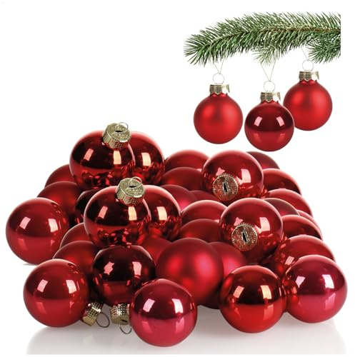 COM-FOUR® 40x Bolas de Navidad - Adornos para el árbol de Navidad - Mini Bolas de Cristal Ø 3 cm - decoración navideña - pequeñas Bolas de árbol de Navidad Hechas de Cristal Real para Navidad