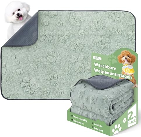 Super Saugfähig Welpenunterlagen Waschbar, 2er Weich Puppy Pads 100x70 cm | Auslaufsicher Welpen Unterlagen Waschbar, Rutschfest Haustier Urinierunterlagen für Welpentraining, Inkontinenzpflege