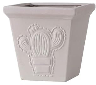 GEK208130 Jardineras Macetero Rectangular con patrón de Cactus, macetero de Terracota con Agujeros de Drenaje, for habitación, balcón, jardín, Oficina, contenedor de Plantas Macetas para Flores