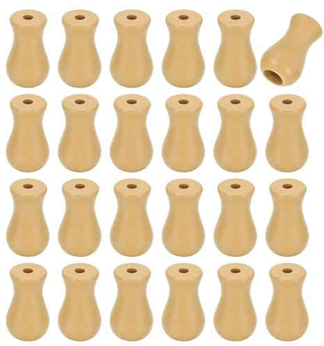 sourcing map 24Pcs Cord Knobs, Wood Cord Tassel Drops Pull End Pendant Hanging Ball Pulls for Window Blinds Shade Curtain Craft, Yellow Cylinder