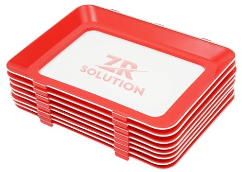 ZR SOLUTIONS Vacuum Fresh Red Storage Tray – Reusable Food Preservation Trays with Elastic Lid, Stackable & Airtight Containers for Meat, Fish, Vegetables & Fruits (6)