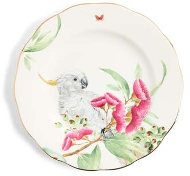 Royal Albert Miranda Kerr Australiana Fine Bone China Decorative 20cm Plate with Cockatoo Design, Gold-Trimmed, White