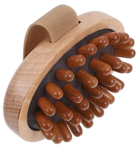 Massagebürste Holz Bambus Gummi, Manuelles Kopfhautmassagegerät | Meridian Bürste, Leicht zu Reinigen, Vielseitig Nutzbar, für Reise und Büro