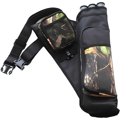 Faretra destra per tiro con l'arco con 3 tubi freccia, nylon/Oxford, adatta per 12-16 frecce, perfetta per archi composti e ricurvi