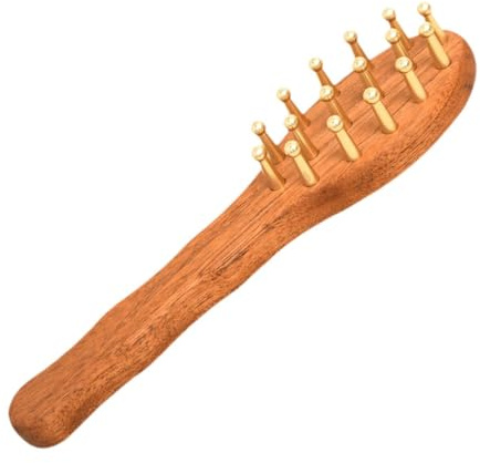 MERIGLARE Peine de masaje de madera con cepillo Loc y mango ergonómico, tradicional para relajación, masajeador de cabeza, peine Gua Sha para el cabello.