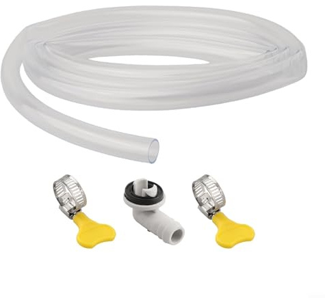 Air Conditioner Drain Hose Kit with Connector and Clamps, AC Condensate Drainage System, 15mm Diameter for Split and Casement Air Conditioning Units, Indoor Outdoor Installation(6FT)