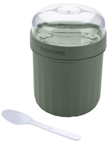 Fackelmann Contenitore Pranzo 500ml con Cucchiaio - Ermetico, Anti-Perdita - Barattolo Multifunzione per Zuppe, Yogurt, Cereali - Plastica, Adatto Microonde, Lavastoviglie - Ideale Viaggio, Ufficio