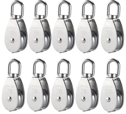 Vestamore Stainless Steel 10-Piece Pulley Set with 360° Rotation for Kayak Hoist, Shade Sail, and More