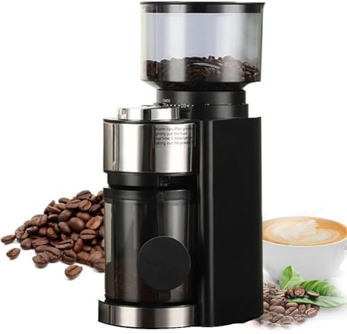 Moulin à Café électrique, 25 Réglages De Mouture Précis, Trémie à Grains De Café De 250 G, Meules Coniques Antistatiques (Black)