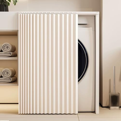 Offener Schrank Vorhang, Schrank Vorhang Zum Schieben für Bücherregale, Kleiderschränke, Lebensmittel Lagerräume, Kein Bohren Erforderlich(White,70x85cm)