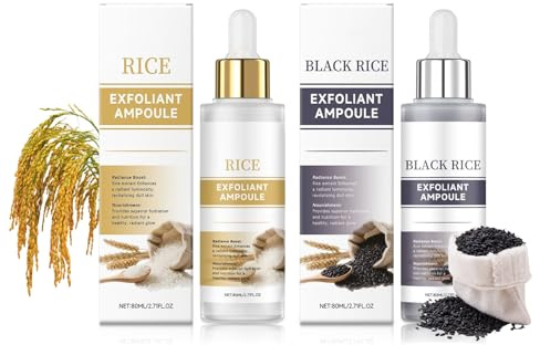2Pcs Peel Shot Glow Rice Ampoule Duo, Rice Exfoliant Scrub, Clear Blackhead and Whitehead Dead Skin for Body Face All Skin Types