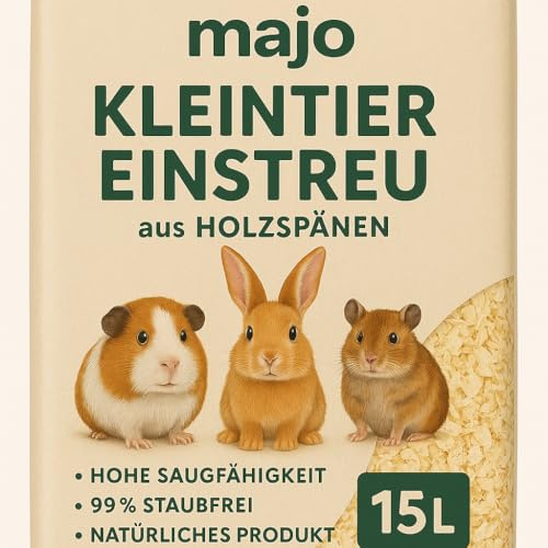 Majo Holzspäne – Kleintierstreu 150 L | staubfrei, absorbierend & natürlich (60L)