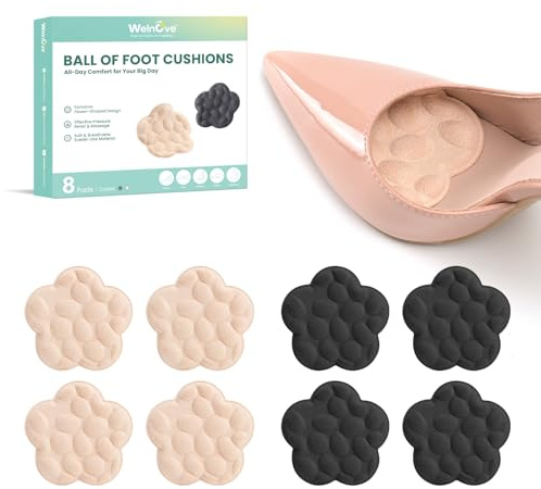 Cuscinetti per l'Avampiede Donna -Welnove 4 paia di cuscinetti metatarsali con motivo floreale per sollievo dal dolore, inserti confortevoli e antiscivolo per tacchi alti, Comfort ammortizzatori