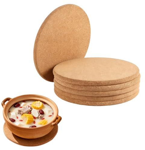Kork Topfuntersetzer 6 Stück Korkuntersetzer Rund 19cm Runde | Topfuntersetzer Kork Korkuntersetzer Rund Korkuntersetze Untersetzer für Tassen, Pflanzenuntersetzer DIY-Bastelarbeiten