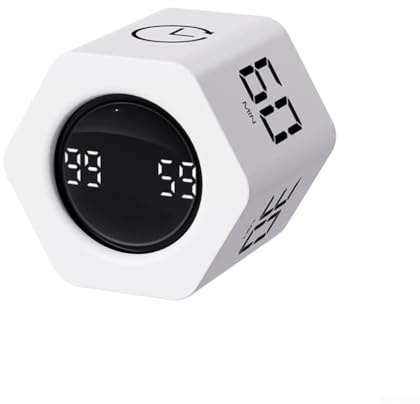 Temporizador de gravedad de seis lados, temporizador de cubo multifuncional F6, temporizador de escritorio para estudio, trabajo y gestión del tiempo de cocina (blanco)