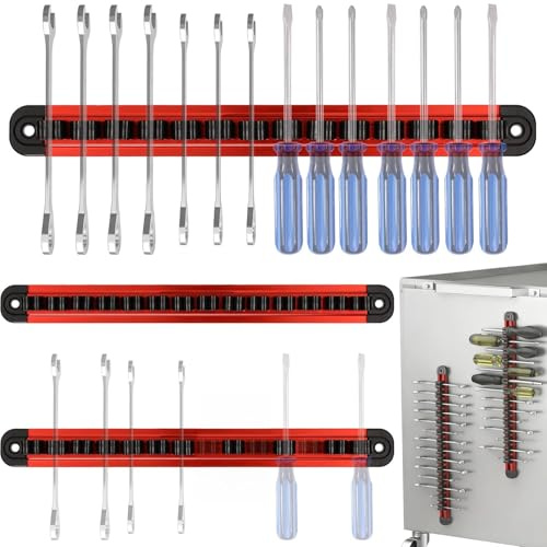 Werkzeughalter Wandhalterung Werkzeugaufbewahrung Werkzeug Organizer – 3 Stück Magnetische Werkzeugleiste Mit Verschiebbaren Clips, Robuster Werkzeughalter Für Schraubendreher & Schraubenschlüssel