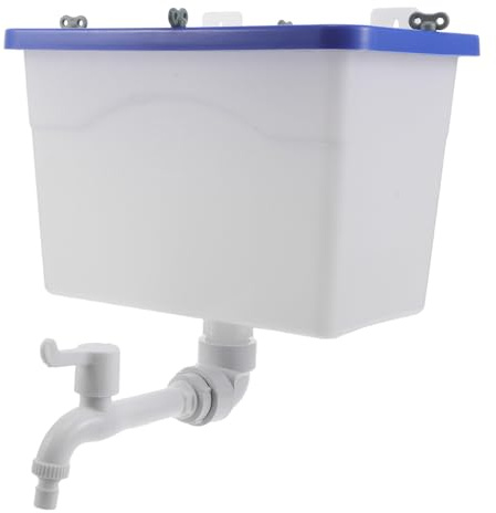 DECOMELODY Serbatoio D’acqua da Parete in Plastica con Rubinetto, Contenitore per Bagno Retrò da 8 Litri, Montaggio a Muro per Salone e Uso Domestico