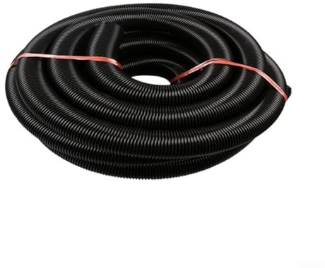 2m Long Threaded Vacuum Cleaner Hose with 50mm Bore Made from Industrial Grade Plastic to Support Continuous Use in Demanding Households and Workshops (Black)