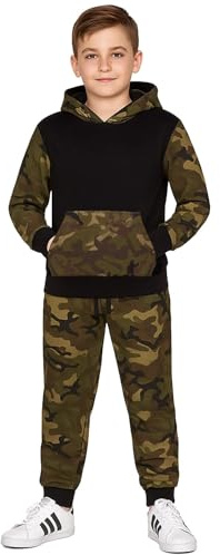 A2Z 4 Kids Girls Boys Tracksuit Set - T.S Camo 604 Green & Black 13