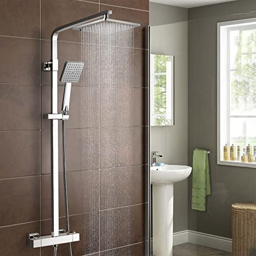 Nes Home | Siren 2 Outlet Exposed Shower Thermostatic Shower Bar Mixer Valve & Riser Rail Kit Set