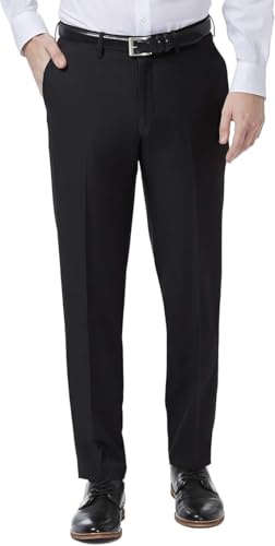 Style Spot Mens Everpress Trouser Formal Pants Premium Material Regular Fit Ideal for Casual Wear (Black, 36W - 31L)