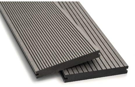 WPC Terrassendielen Breitdielen Massiv XL - Komplett-Set Hellgrau | 16m²(4m x 4m) | Boden-Fliesen + Unterkonstruktion & Clips | Balkon Boden-Belag + rutschfest + witterungsbeständig
