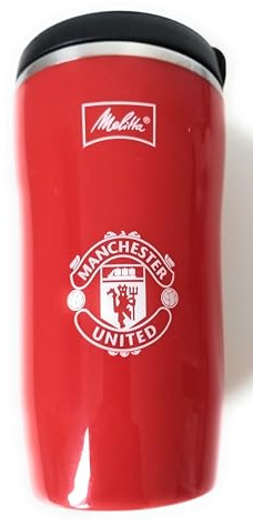 Melitta Red Thermal Travel Mug 250 ML with Manchester United Crest Logo in a Gift Box