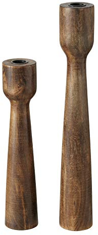 2 x Kerzenleuchter Caldeas Mangoholz Höhe 30-40 cm