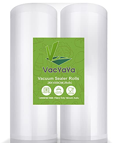 VacYaYa 2 Folienrollen 28x1500cm Vakuumierrollen für Lebensmittel,BPA-Frei Vakuumierbeutel Sous Vide Beutel Folien für Vakuumierer und Folienschweißgeräte Geeignet