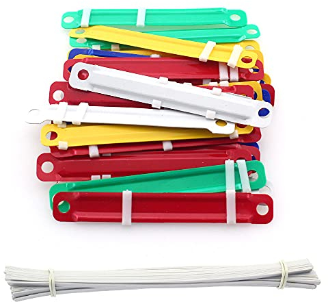 Prmape 50 Stück Abheft-Bügel Farbig, Plastik-Heftstreifen Farbig Sortiert, Archivbinder für Bündelung von Dokumenten mit Ufhängeleiste