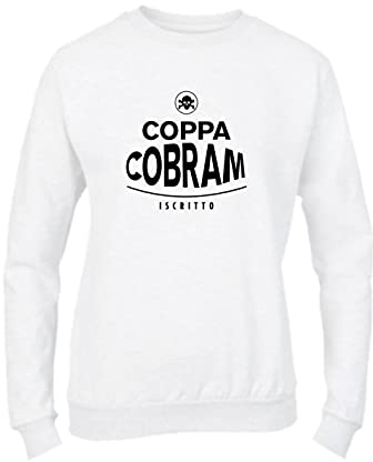 Felpa Donna Girocollo Basic Top qualità Top vestibilità - Coppa Cobram - Divertente Humor Made in Italy (Bianco, XL)