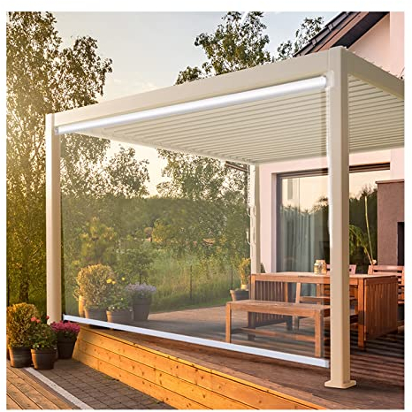 SHUDONGDEN Transparentes Wasserdichtes Rollo,Transparent Wasserdichtes Roll-Up-Rollo,Outdoor-Balkon-Terrassen-Tür Durchsichtige Rollos, PVC-Kunststoff-Regenschutz-Fenster-Rollos,80x200cm/31.4x78.7in