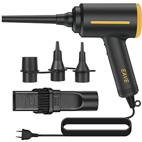 Eave Druckluft StaubgebläSe Set, 2-Fach 500w Auto Staubgebläse, Effizientes Leistungsstarkes Elektrische PC Reinigungsset, Vielseitiger Air Duster mit 3m Langem Kabel & DüSen, für PC, Auto, Haushalt