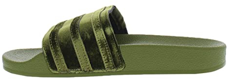 Adidas Farm Rio Adilette Comfort Front Stripe Engraved Logo Slide Slippers for Women, Orbit Green/Orbit Green/Gold Metallic, 44 EU