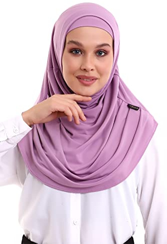 ihvan online, muslimsk hijab för kvinnor, redo att bära, mjuk, lätt och bekväm huvudduk, nackbandana långa halsdukar, lila, En Storlek
