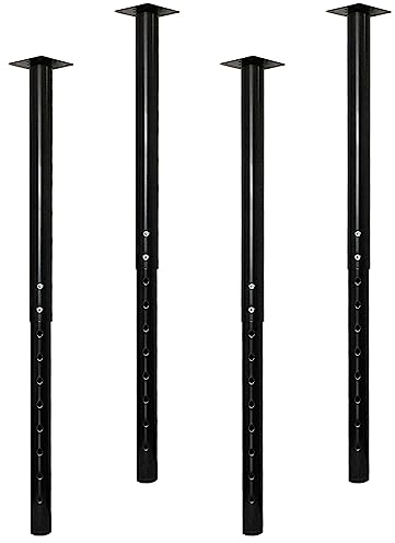 QLLY Runde Tischbeine Metall Schwarz 4 Stück Ø50mm Schreibtischbeine Höhenverstellbar 60-100cm Möbelfüße Heavy Duty Metall Tischbeine für Home Office Schreibtisch (4, Schwarz)