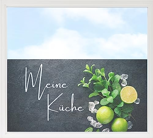 GRAZDesign Fensterfolie Blickdicht Sichtschutz, Sichtschutzfolie Fenster, Glastüren, Küche Küchenfenster, Milchglasfolie Bedruckt mit Motiv Limetten 110x57cm