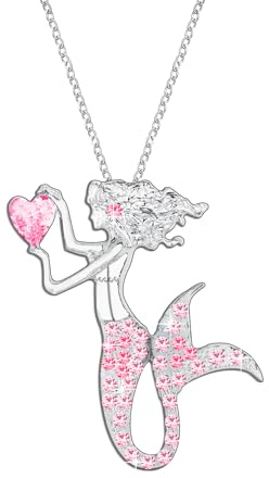 Meerjungfrau-Halskette für Mädchen, Damen-Halsketten mit Kristallanhänger, Geschenke, Schmuck, Geschenke für Mädchen, Tochter, Enkelin, Nichte, Geburtstag, Weihnachten, Abschlussgeschenk
