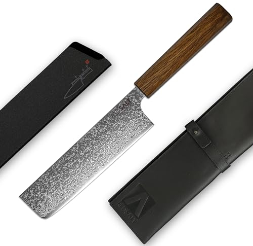 REDSALT® NAKIRI 菜切 17cm SPG2 Damaststahl Gemüsemesser handgefertigt in Japan | HRC 62+ Profi Kochmesser 65 Lagen Damast Klinge rostfrei | Chef Messer Küchenmesser Damastmesser