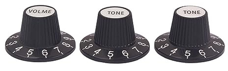 3 Stück Schwarze Kunststoff Lautstärkeregler Gd53 für E-gitarre und Bass | Flache Oberfläche, 1 Volume und 2 Tonregler, Ersatzteile mit Einfacher Montage