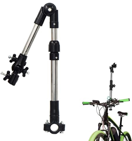 Paraguas Manillar Soporte,Soporte de Paraguas,Soporte de Montaje de Paraguas Ajustable de 360 ​​°,Abrazadera de Manillar Abrazadera de Paraguas Soporte de Marco de Manillar Universal para Cochecito
