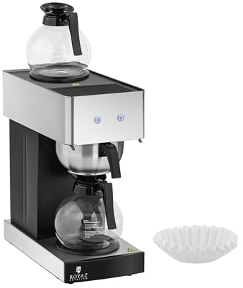 Royal Catering Filter Coffee Maker - 2 x 1.8 L - 2 hot plates - incl. 2 glass containers Coffee machine Commercial coffee machine Filter coffee maker Automatic coffee machine