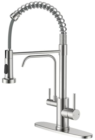 APPASO Kitchen Faucet with Drinking Water Faucet, 3 in 1 Pull Down Faucet with Purfied Water Faucet, 20 Inches High Arc Kitchen Water Filter Faucet, Brushed Nickel (Without Filtration Device)